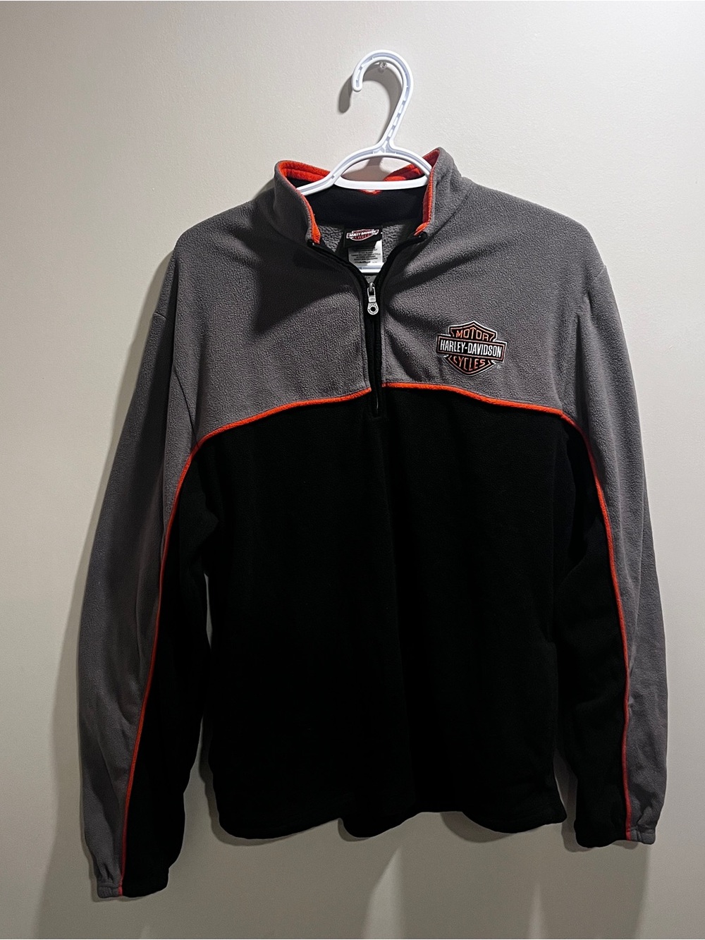 Harley-Davidson Gray & Black Half-Zip Fleece with Orange Piping
